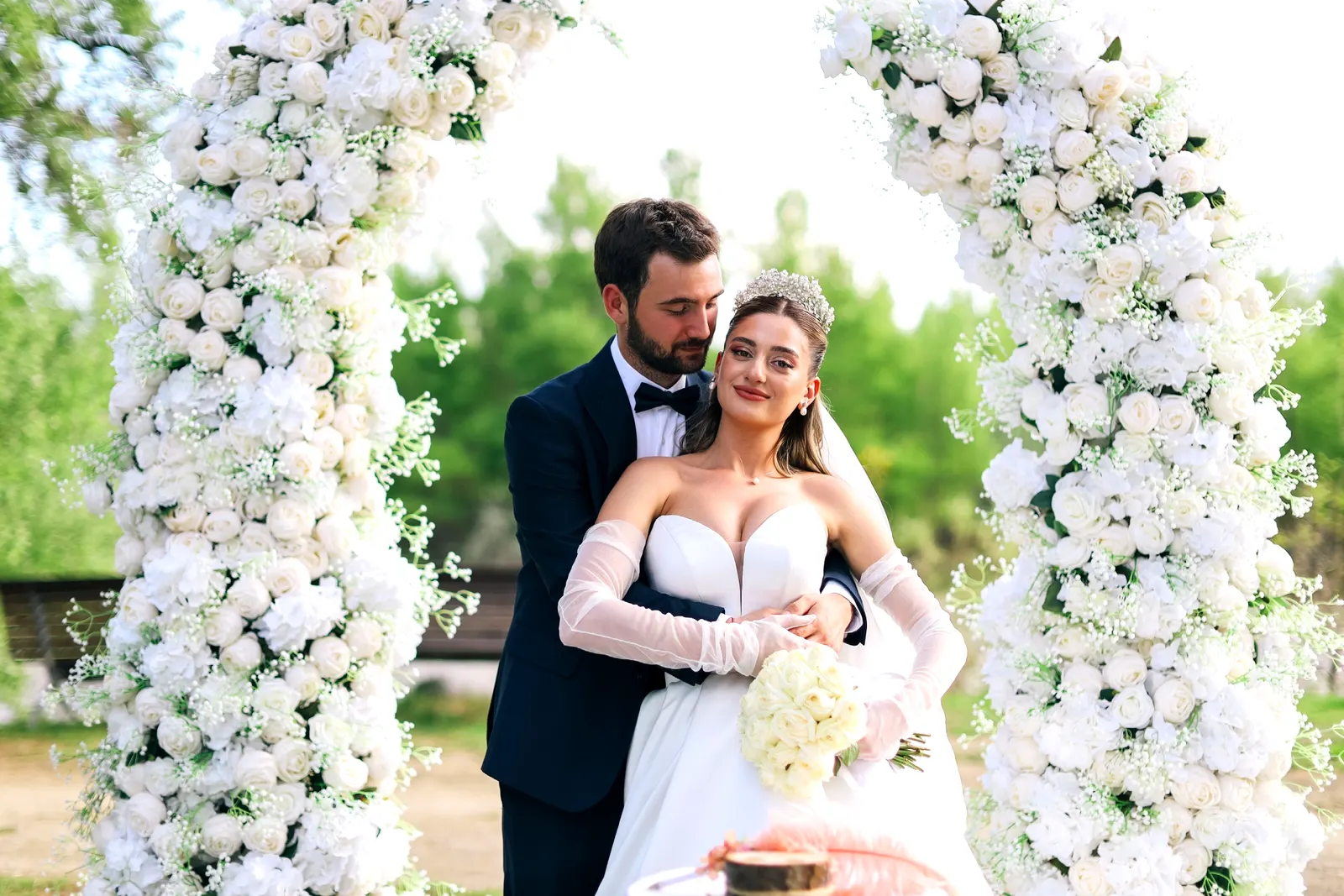 The same couple after Veda Motion colour and light editing